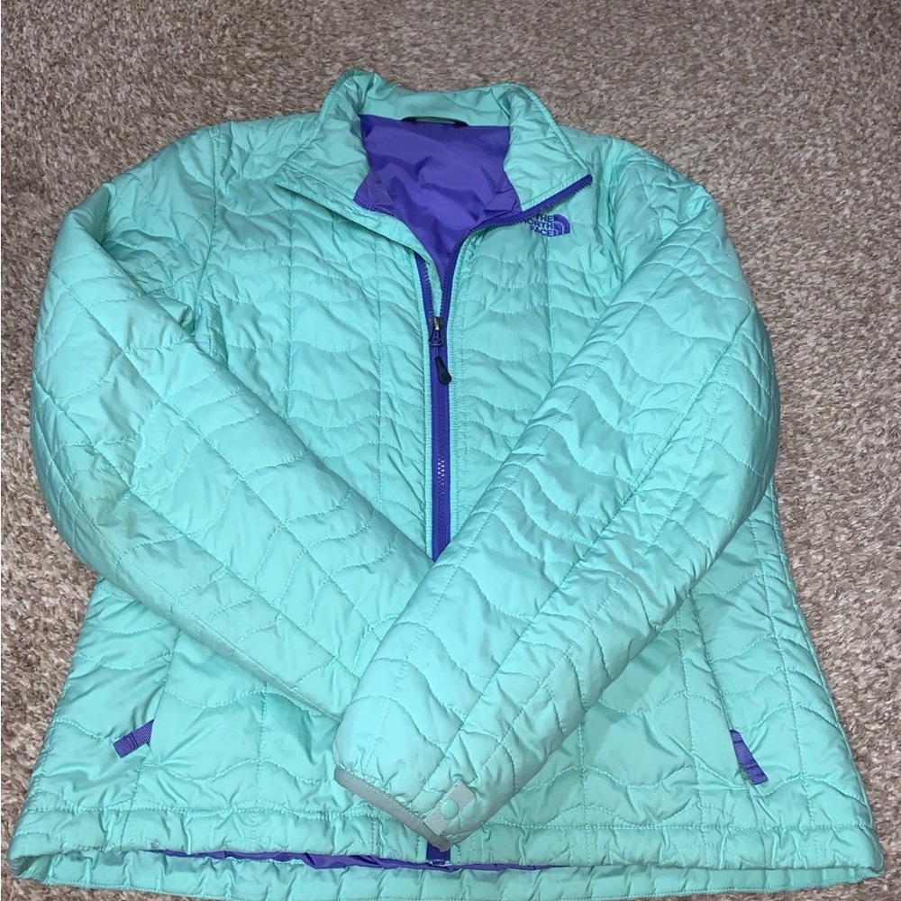 The North Face Blue and Purple Puffer Jacket with Quilted Design Extremely Rare